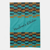 Geometrische Türkis und Braun Geschirrtuch (Vertikal)