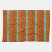 Geometrische Türkis und Orange Abstrakt Geschirrtuch (Horizontal)