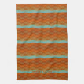 Geometrische Türkis und Orange Abstrakt Geschirrtuch (Vertikal)