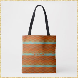 Geometrische Türkis und Orange Abstrakt Tasche