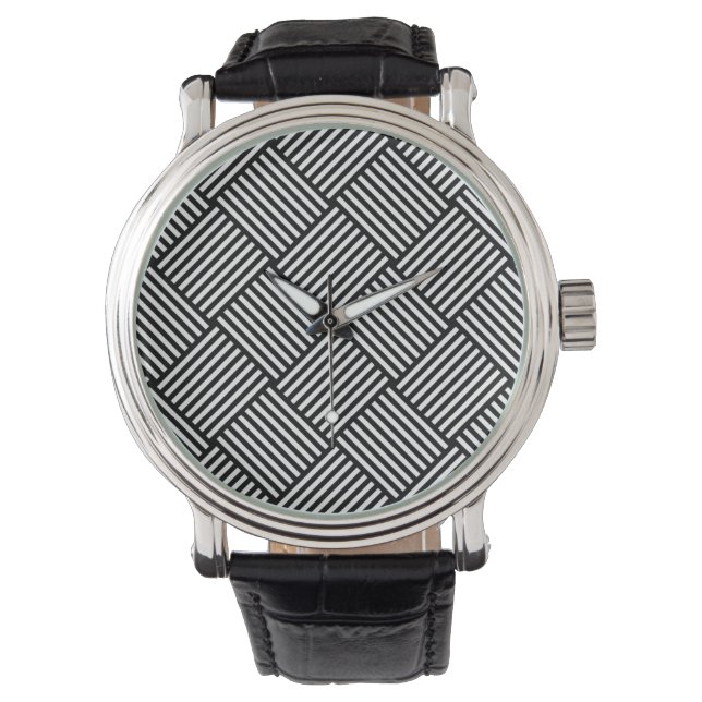 Geometrische überprüfte Textur Armbanduhr (Vorderseite)