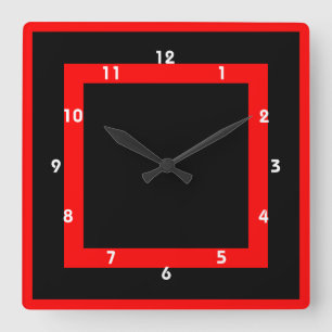 geometrische Uhr in gotischem Rot und Schwarz