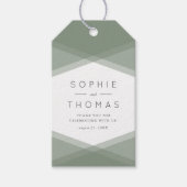 Geometrische und blaue Schieferplatte mit grüner L Geschenkanhänger (Vorderseite)