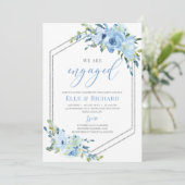 Geometrische Verlobung des blühenden silbernen Gli Einladung (Stehend Vorderseite)