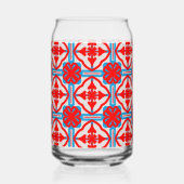 Geometrische Vier Rote Blätter Können Glas (Vorderseite)