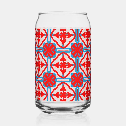 Geometrische Vier Rote Blätter Können Glas (Rückseite)