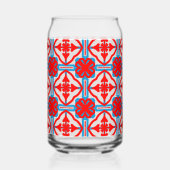 Geometrische Vier Rote Blätter Können Glas (Rechts)