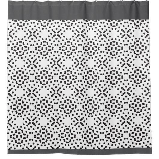 Geometrische vierpolige Muster aus schwarzen Punkt Duschvorhang (Vorderseite)