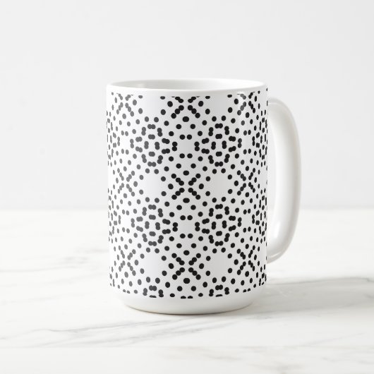 Geometrische vierpolige Muster aus schwarzen Punkt Kaffeetasse (VorderseiteRechts)