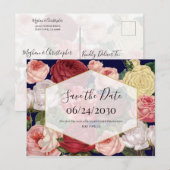 Geometrische Vintage Blumenhochzeit Speichern Sie  Postkarte (Vorne/Hinten)