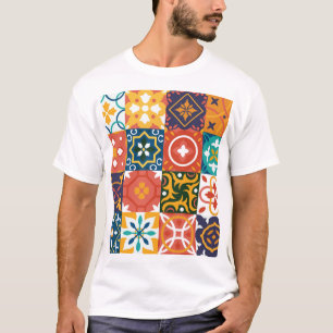 Geometrische Vintage-Fliesen Ornamentales Muster T-Shirt