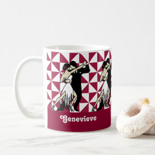 Geometrische Vintage Tango-Tänzer Kaffeetasse