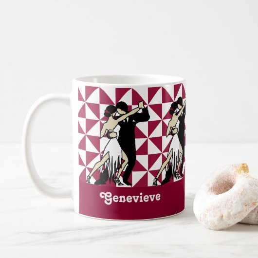Geometrische Vintage Tango-Tänzer Kaffeetasse (Mit Donut)