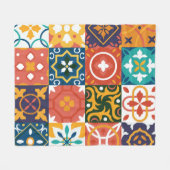 Geometrische Vintage Tiles Verziertes Muster Fleecedecke (Vorderseite (Horizontal))