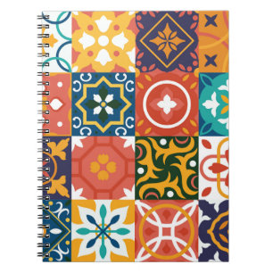 Geometrische Vintage Tiles Verziertes Muster Notizblock