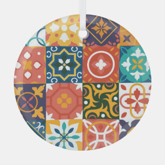 Geometrische Vintage Tiles Verziertes Muster Ornament Aus Glas