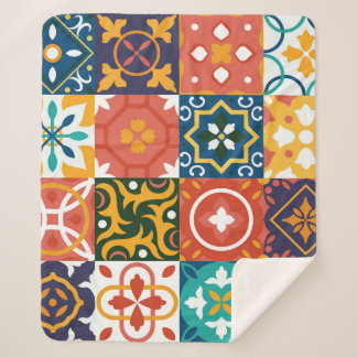 Geometrische Vintage Tiles Verziertes Muster Sherpadecke