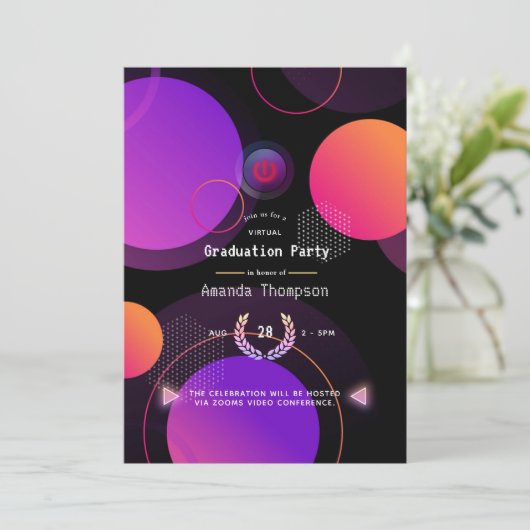 Geometrische virtuelle Graduierungspartei Einladung (Stehend Vorderseite)