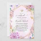 Geometrische virtuelle Hochzeit in Rosa und Gold Einladung (Vorderseite)