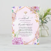 Geometrische virtuelle Hochzeit in Rosa und Gold Einladung (Stehend Vorderseite)