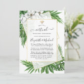 Geometrische virtuelle Hochzeit in tropischer Vege Einladung (Stehend Vorderseite)