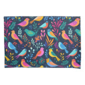 Geometrische Vögel Florals farbiges Muster Kissenbezug (Vorderseite-Links)