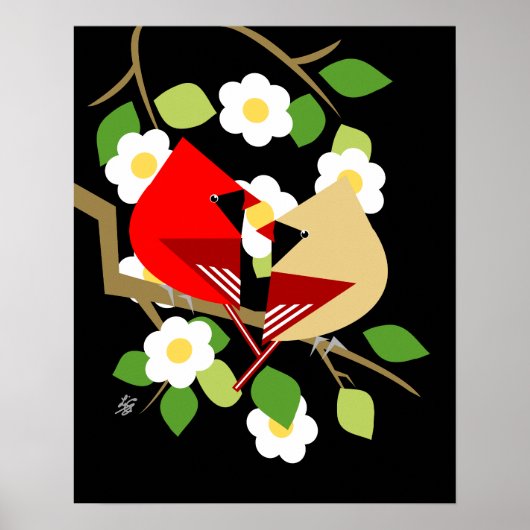 Geometrische Vogelkunst Poster (Vorne)