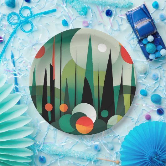 Geometrische Walddämmerung Pappteller (Party)