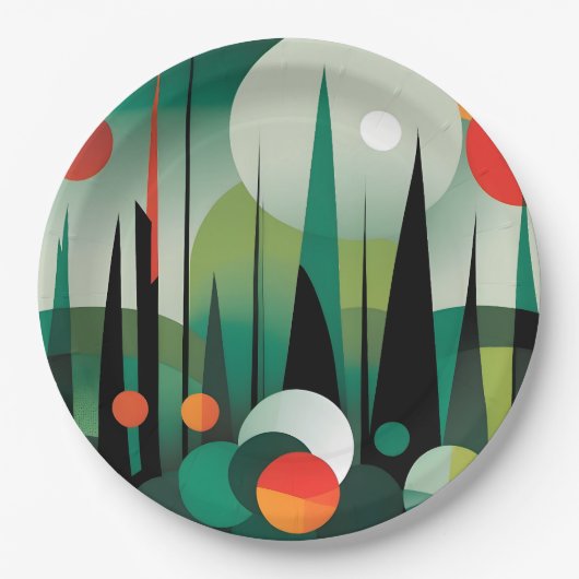 Geometrische Walddämmerung Pappteller (Vorderseite)