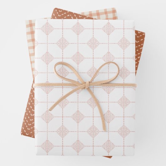 Geometrische, warme Töne Geschenkpapier Set (Beispiel)