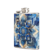 Geometrische Wasserfarbe für Blume aus blau gestan Flachmann (Links)