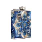 Geometrische Wasserfarbe für Blume aus blau gestan Flachmann (Rechts)