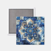 Geometrische Wasserfarbe für Blume aus blau gestan Magnet (Vorderseite/Rückseite)