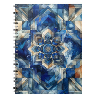 Geometrische Wasserfarbe für Blume aus blau gestan Notizblock