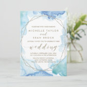 Geometrische Wasserfarbe in einer Hochzeit Einladung (Stehend Vorderseite)