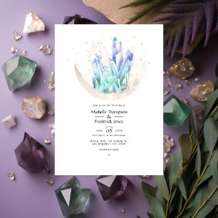 Geometrische Wasserfarbe-Kristalle Hochzeitseinlad Einladung
