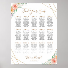 Geometrische Wasserfarben-Blume Seekarte Poster