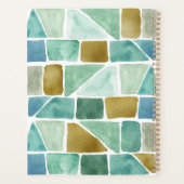 Geometrische Wasserfarben in Grün und Blau Planer (Rückseite)
