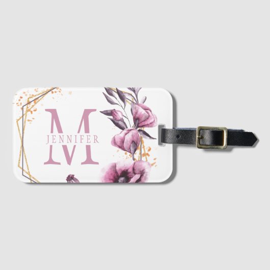 Geometrische Wasserfarbenfrühlingsblüten Gepäckanhänger (Vorderseite (Horizontal))