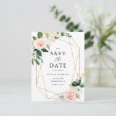 Geometrische Wasserfarbenfrühlingsblüten Save the Ankündigungspostkarte (Stehend Vorderseite)