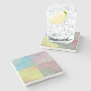Geometrische Wasserfarbenquadrate in Pastellfarben Steinuntersetzer
