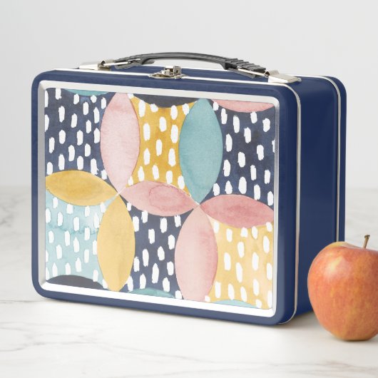 Geometrische Wasserfarbkreise Metall Brotdose (Beispiel)