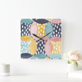 Geometrische Wasserfarbkreise Quadratische Wanduhr (Zuhause)