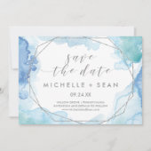 Geometrische Wasserfarbsilberkarte Save the Date (Vorderseite)