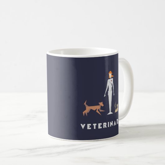 Geometrische weibliche Tierärztin Kaffeetasse (VorderseiteRechts)