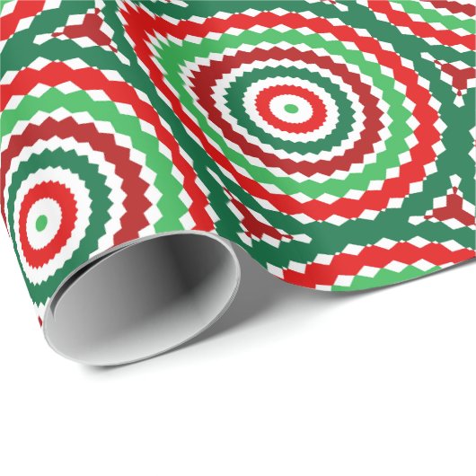 Geometrische Weihnachten rot und grün blühend Geschenkpapier (Rolleneckpunkt)