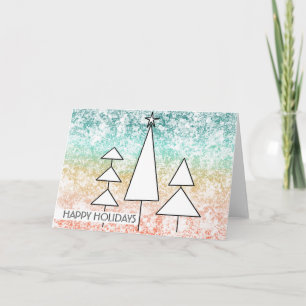 geometrische Weihnachtsbäume Regenbogen Karte