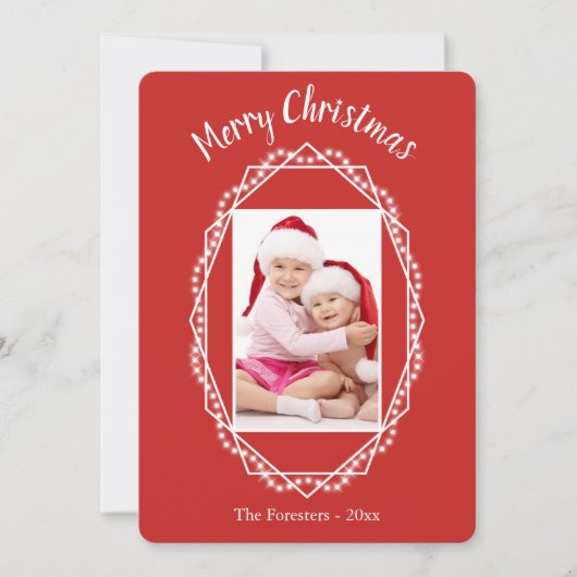 Geometrische Weihnachtsfeiertage Sparkle Foto Weih Einladung (Vorderseite)