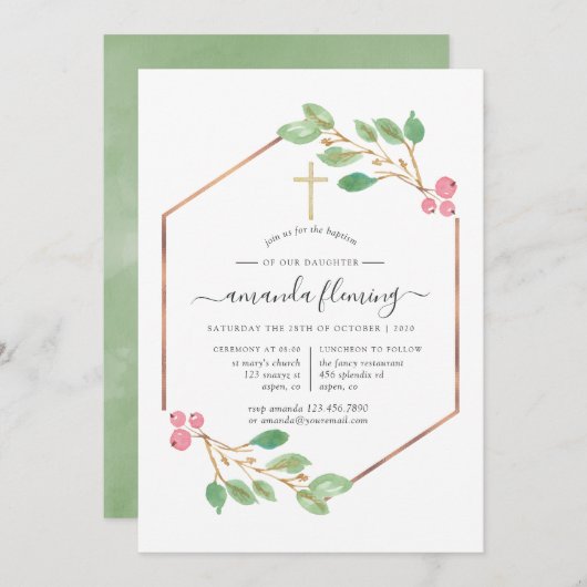 Geometrische Weihnachtstaufe oder Weihnachtsfeiern Einladung (Vorne/Hinten)