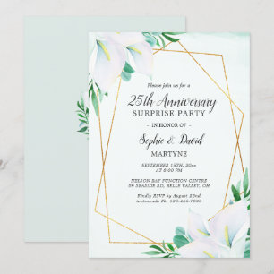 Geometrische weiße Calla-Lilie 25. Hochzeitstag Einladung